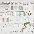 Public Playground Facilities Featuring Various Swing Designs And Colorful Structures For Kids 3d model