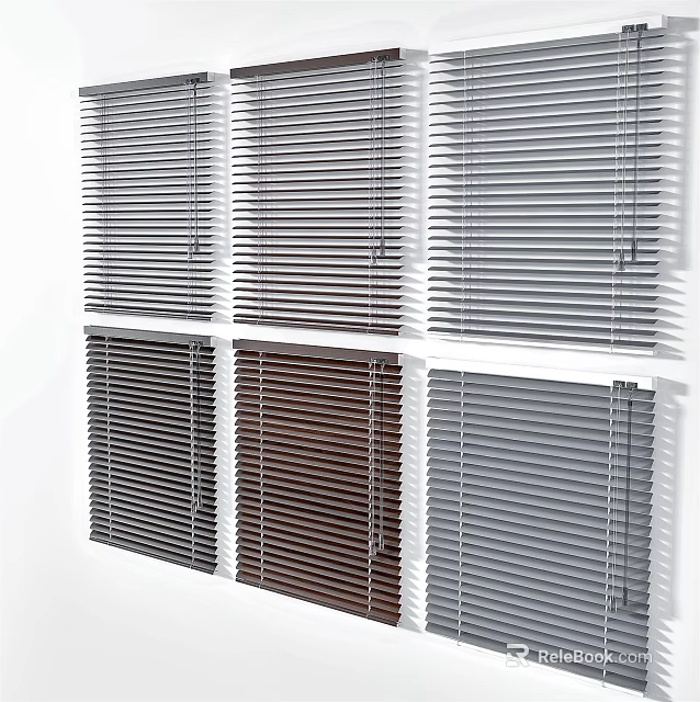 Stylish Window Blinds In Grey Brown White For Home Window Decoration 3d model
