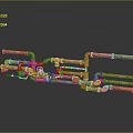 3D Rendered Hardware Tools Orange Pipes And Fittings Assembly