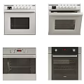 Various Electric Kitchen Ovens In Stainless Steel And White Designs With Control Knobs 3d model