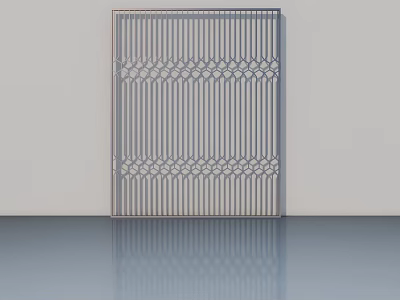 Modern Metal Hinged Door With Vertical Stripes And Intricate Geometric Patterns 3d model