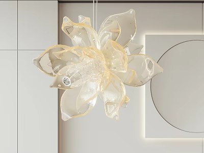 Modern Flower Shaped Transparent Amber Chandelier With Petal Design For Interior 3d model