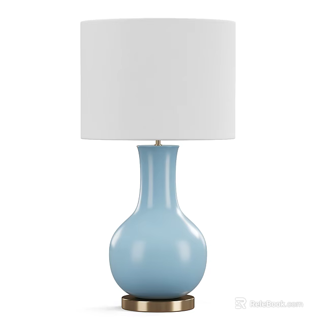 Modern Vase Shaped Table Lamp With Blue Base And White Lampshade 3d model