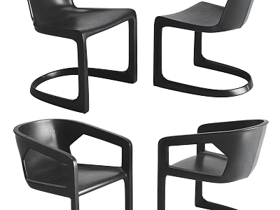 Black Modern Dining Chairs With Sleek Design And Armrest Options For Contemporary Home Decor 3d model
