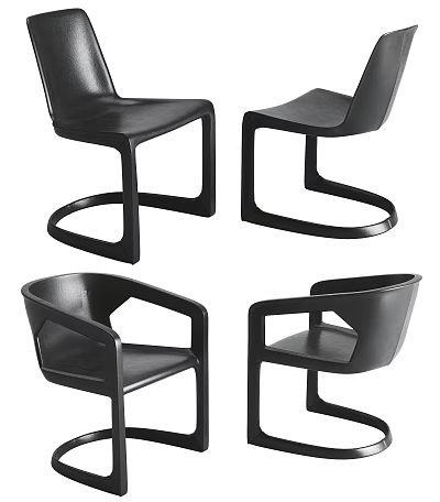 Black Modern Dining Chairs With Sleek Design And Armrest Options For Contemporary Home Decor 3d model