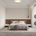 Modern Minimalist Bedroom Interior Design With Brown Headboard White Bedding Side Table And Green Plant
