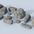 modern stone heap stone block rock 3d model