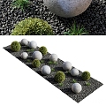 Green plant moss stone steps landscape sketch 3d model