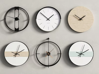 Modern Wall Clocks With Black White Wooden And Striped Designs For Home Decor 3d model