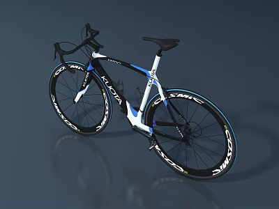 Sleek ORCA Road Bike Featuring White Black Blue Frame And MAVIC Wheels 3d model