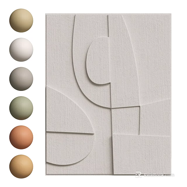 3D Geometric Wall Design With Soft Color Samples And Textured Surface 3d model 