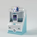 Colorful Yellow and Blue Amusement Claw Machines with Transparent Front Top Screen and LED Lights