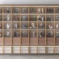 Modern Display Cabinet Shelf with Layered Glass Doors and Metal Frame for Collectible Model Figures