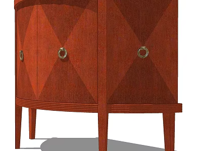 Traditional Wooden Sideboard Cabinet With Diamond Pattern Doors And Brass Handles 3d model