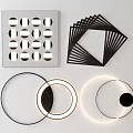Modern Geometric Wall Decor with Circular Hollow Design Black White Lighting Elements 3d model