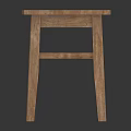 Simple Natural Wood Stool With Square Seat And Sturdy Four Legs Design
