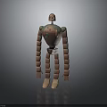 3D Robot Model With Long Segmented Limbs And Earth Tone Color On Dark Background