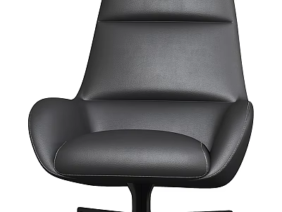 Black Leather Office Chair With Modern Design Curved Backrest And Comfortable Armrests 3d model