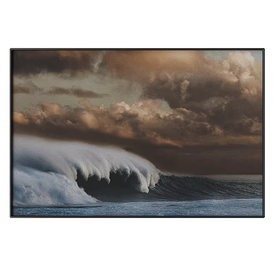 Ocean Wave Landscape Painting With Dramatic Sky And Clouds 3d model