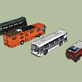 Colorful Commercial Vehicles Including Red Truck White Bus Orange Van and Black Coach
