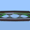 Scenic Traditional Chinese Landscape Bridge with Arch Structure Water Reflection and Greenery