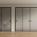 Modern Sliding Wardrobe Doors With Sleek Black Frames And Light Wall 3d model