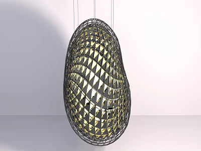 Modern Hanging Decoration With Geometric Metal Frame Hollow Design And Lighting Effect 3d model