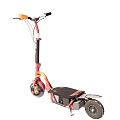 Red And Yellow Electric Scooter With Foldable Design And Battery Powered Wheels