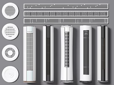 Modern Floor Standing Air Conditioner Fans With Various Styles And Grille Designs 3d model