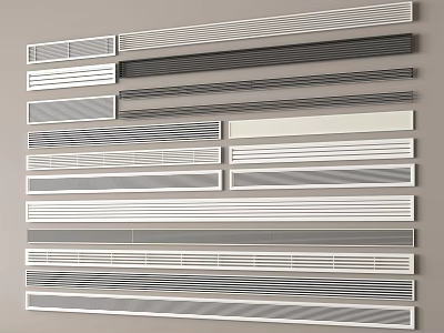 Modern Home Air Conditioner Vents In Various Styles With Gray White Black Striped Slim Designs 3d model