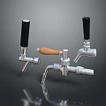 Stainless Steel Beverage Dispenser Taps With Black And Wooden Handles For Home Bar
