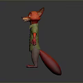 Cartoon Fox Game Movie Character Wearing Green Shirt And Purple Tie