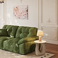 Plush Green Fabric Double Seater Sofa For Cozy Warm Modern Living Room Home Decor