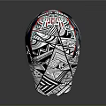 Buffalo Motorcycle Helmet With Colorful Graphics Yellow Accents And Green Visor