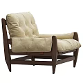 Comfortable Modern Lounge Chair With Wooden Frame Beige Cushion And Ottoman