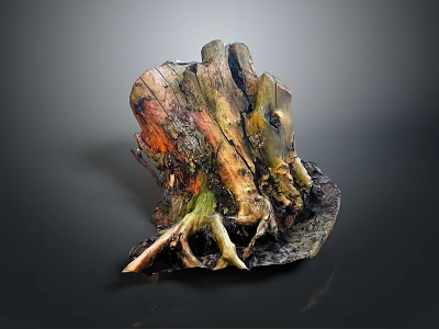 Wood and Stone Natural Artistic Sculpture With Textured Surface And Colorful Patterns 3d model
