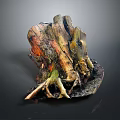Wood and Stone Natural Artistic Sculpture With Textured Surface And Colorful Patterns
