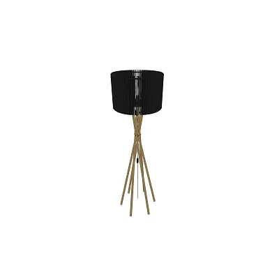 Elegant Modern Black Lampshade Floor Lamp With Golden Tripod Metal Stand 3d model