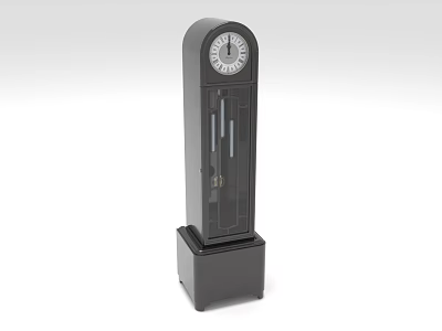 Elegant Black Grandfather Clock With White Dial Pendulum And Stable Base 3d model