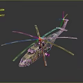 Realistic Military Helicopter Model With Camouflage Paint And Twin Rotors Structure