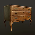 Vintage Wooden Console Table With Three Drawers Metal Handles And Curved Legs