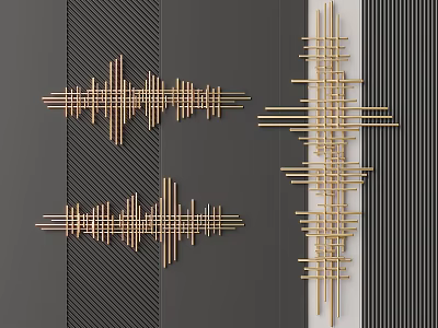 Modern Brass Geometric Wall Decor With Interlaced Lines For Living Room Interior 3d model