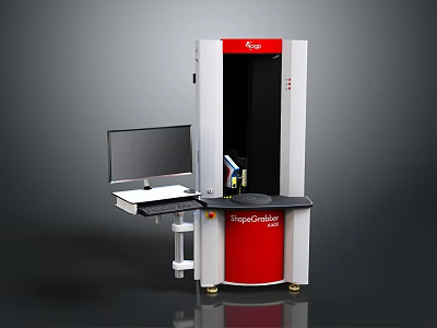 ShapeGrabber 3D Scanning Measurement System With White Red Design And Computer Monitor Workbench 3d model