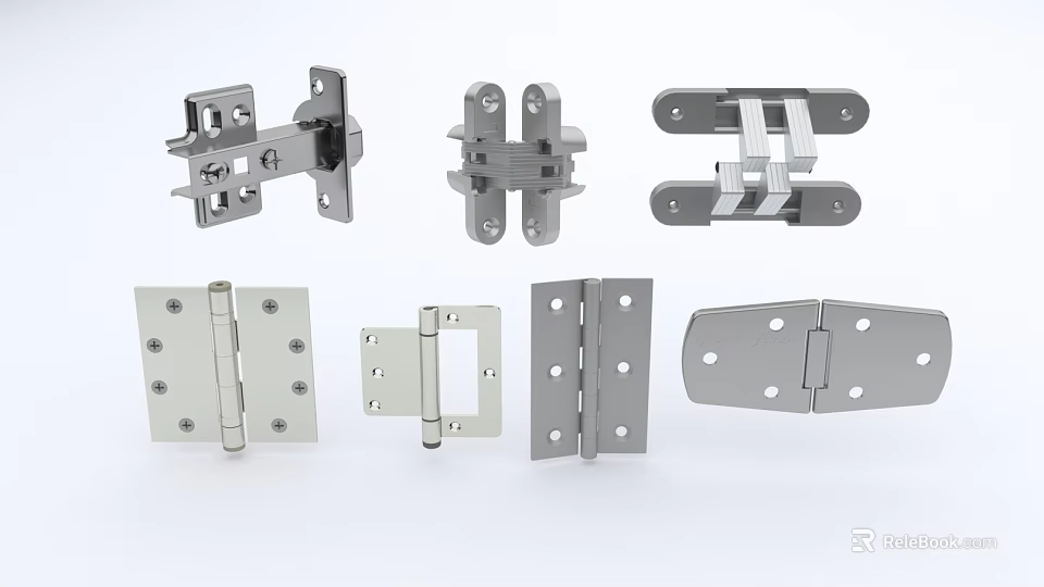 Various Stainless Steel Hinges With Different Designs For Doors And Cabinets 3d model 