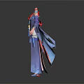 Traditional Daily Life Clothing In Red Blue With Elegant Design And Flowing Sleeves