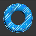 Blue Swim Ring Sports Equipment With White Stripes And Circle Patterns For Water Activities