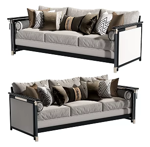 New Chinese-style three-person sofa 3d model