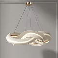 Modern Curved White Chandelier Design With Hanging Structure And Soft Lighting