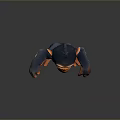 3D Rendered Smiling Cartoon Monkey With Black Head Orange Ears Hands Feet Standing Pointing