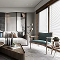 Modern Living Room Interior Design With Sofa Coffee Table Floor Lamp Armchair And Throw Pillows